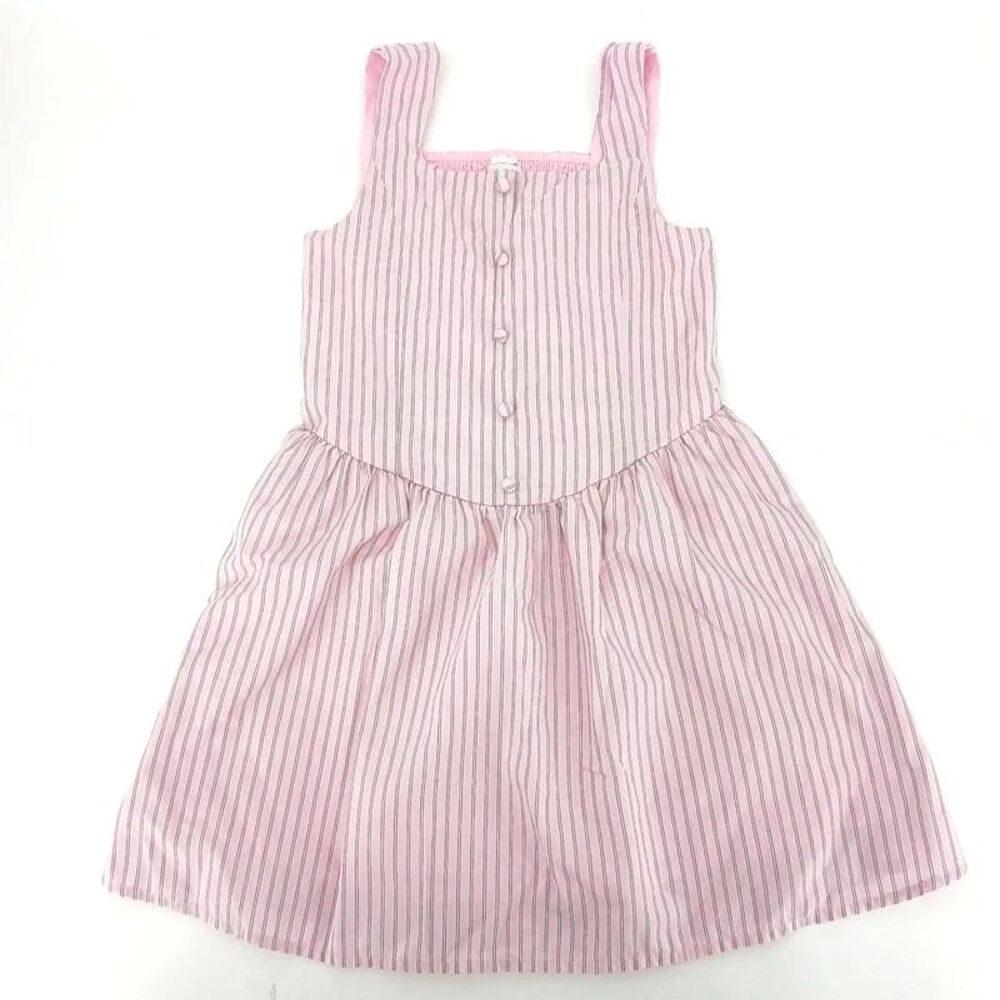abercrombie pink pinstripe dress lined smocked back 9/10 preppy